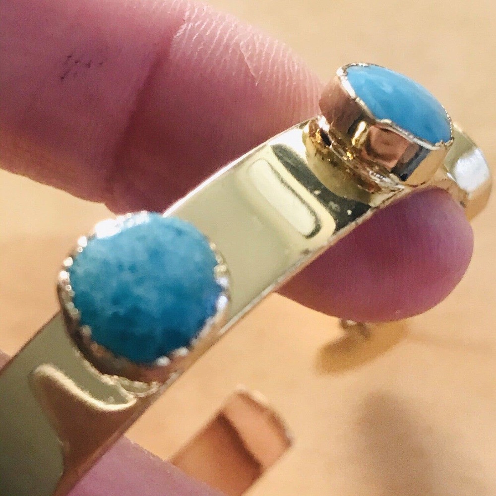 WE Designs Cuff Raw Gemstone Cuff Bracelet Gold Tone Signed